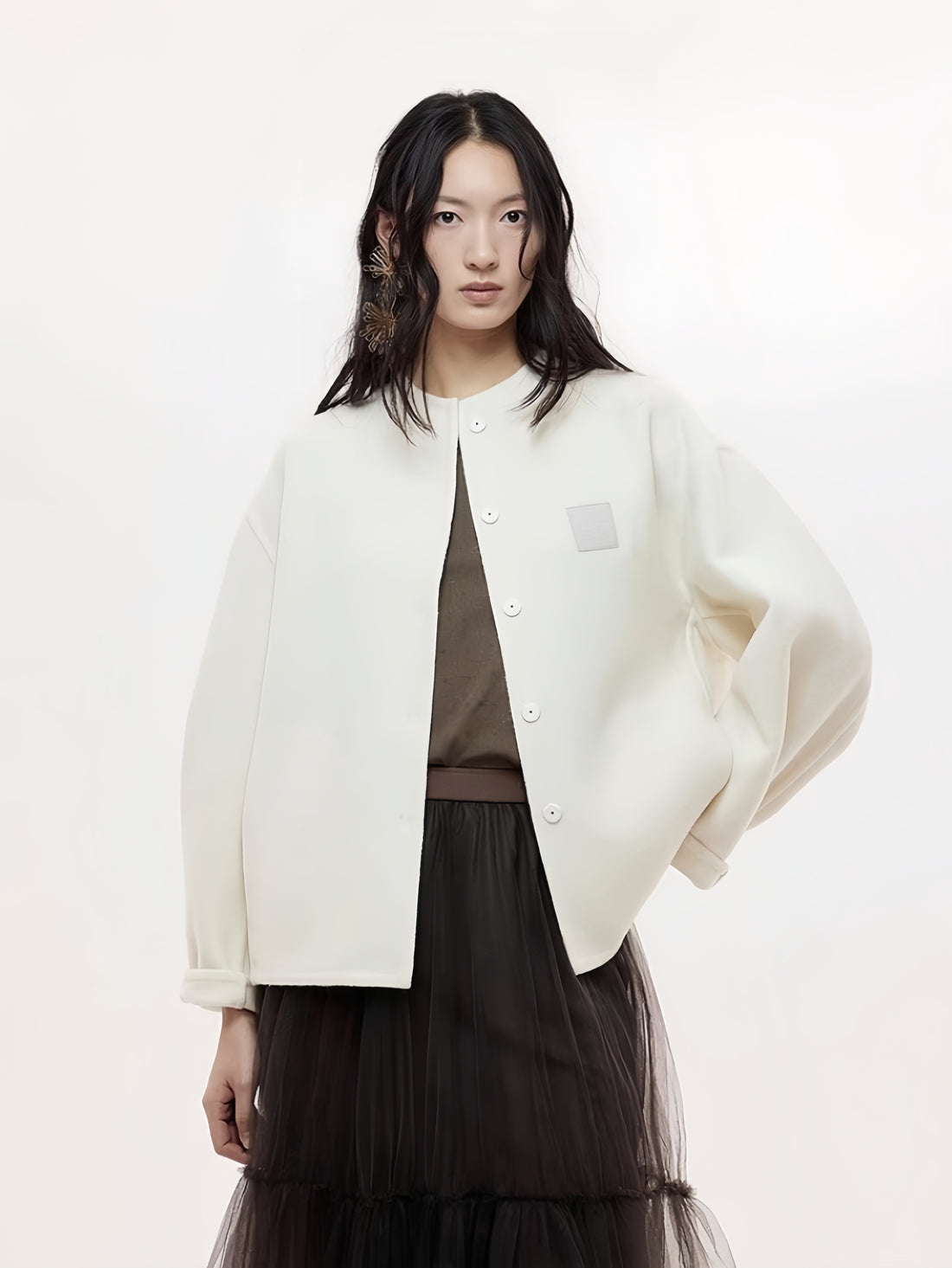 Wool-Blend Cropped Coat
