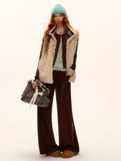 Contrast Panel Ruffled Knit Cardigan