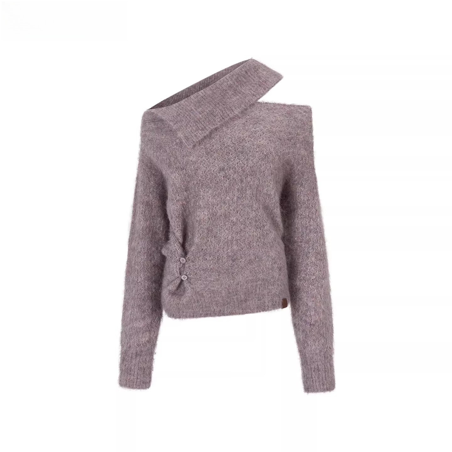 Off-Shoulder Relaxed Alpaca Knit Sweater