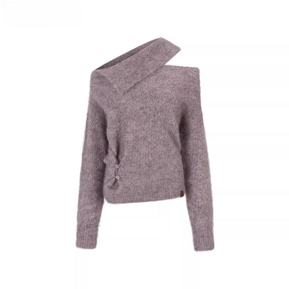 Off-Shoulder Relaxed Alpaca Knit Sweater