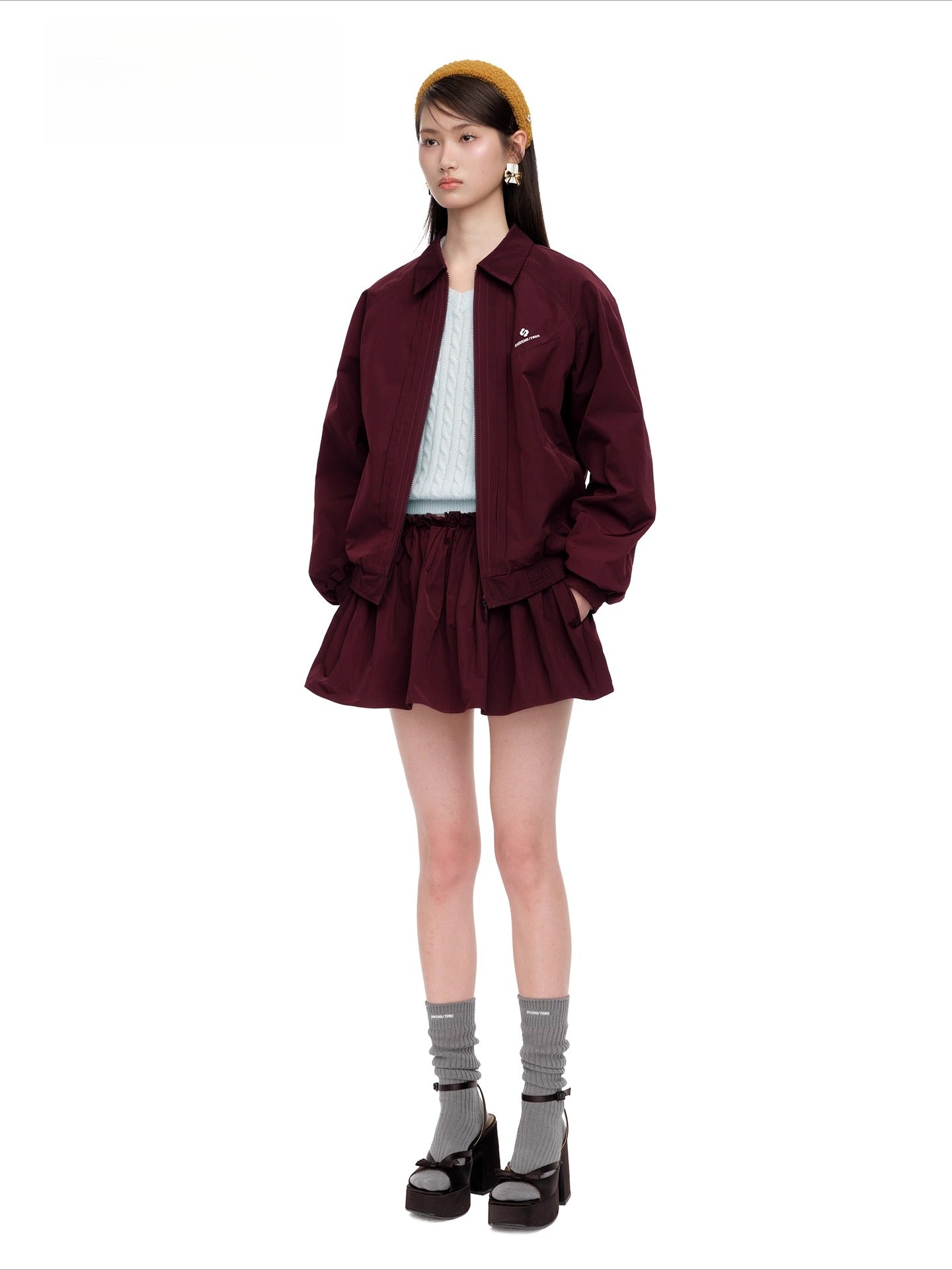 Tuck-Detail Minimalist Track Jacket