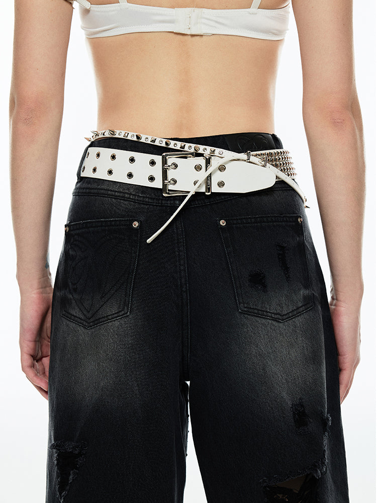 Punk Style Studded Leather Belt