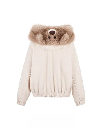 Detachable Plush Collar Hooded Jacket