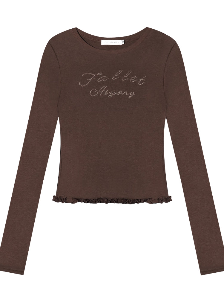 Ruffle Hem and Printed Splicing Cropped T-Shirts - CHINASQUAD