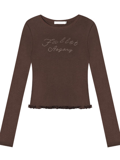 Ruffle Hem and Printed Splicing Cropped T-Shirts - CHINASQUAD