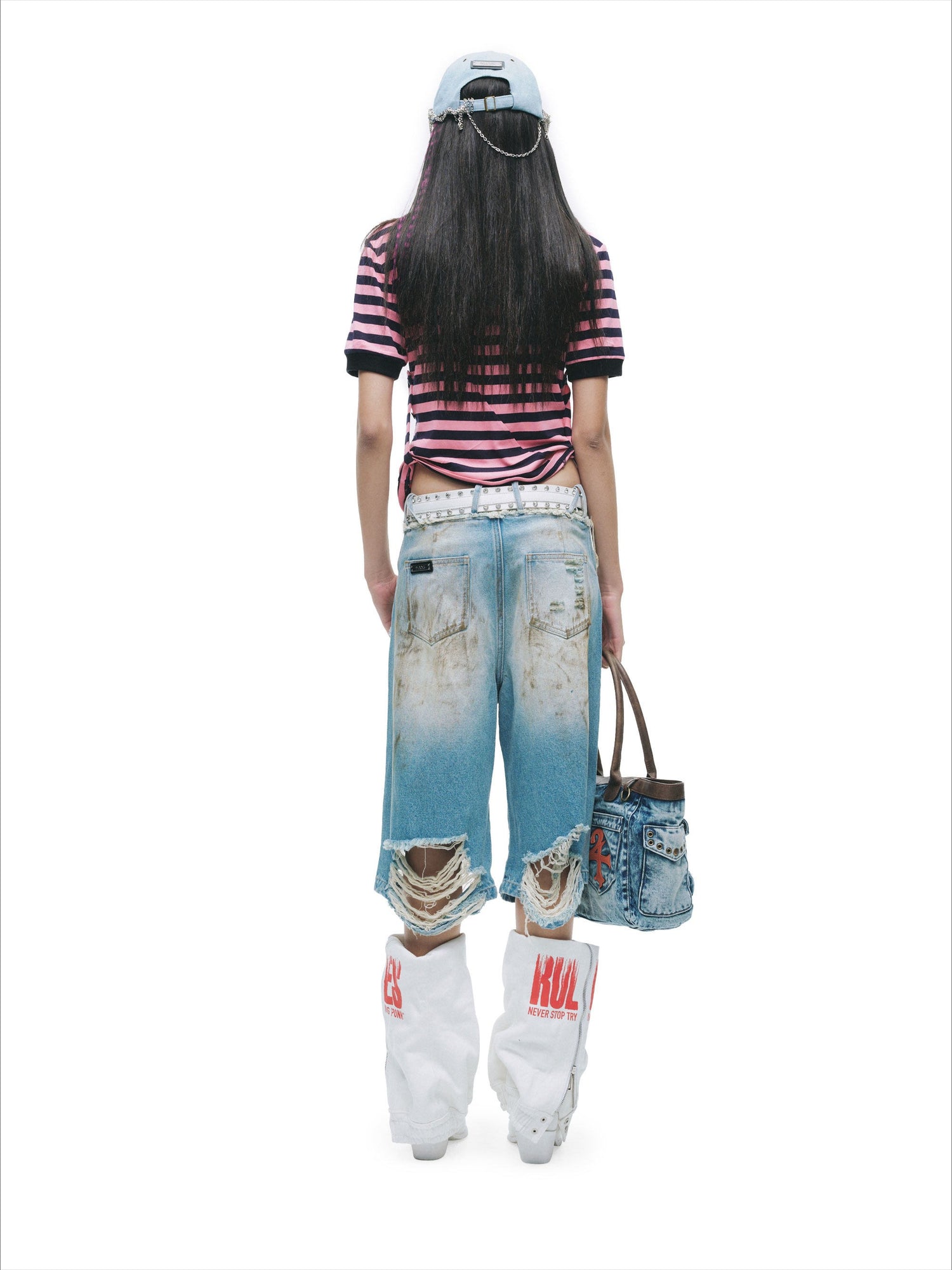 Mud-Dyed Punk Grunge Mid-Length Shorts