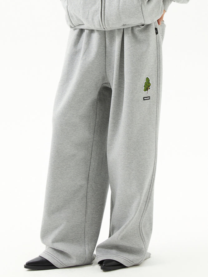 Gray Loose Straight-Leg Denim Sweatpants