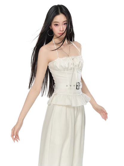 Halter Ruched Corset Crop Top