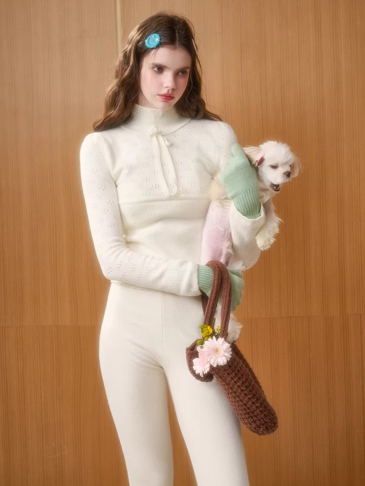 Wool-Blend Hollow Knit Base Layer