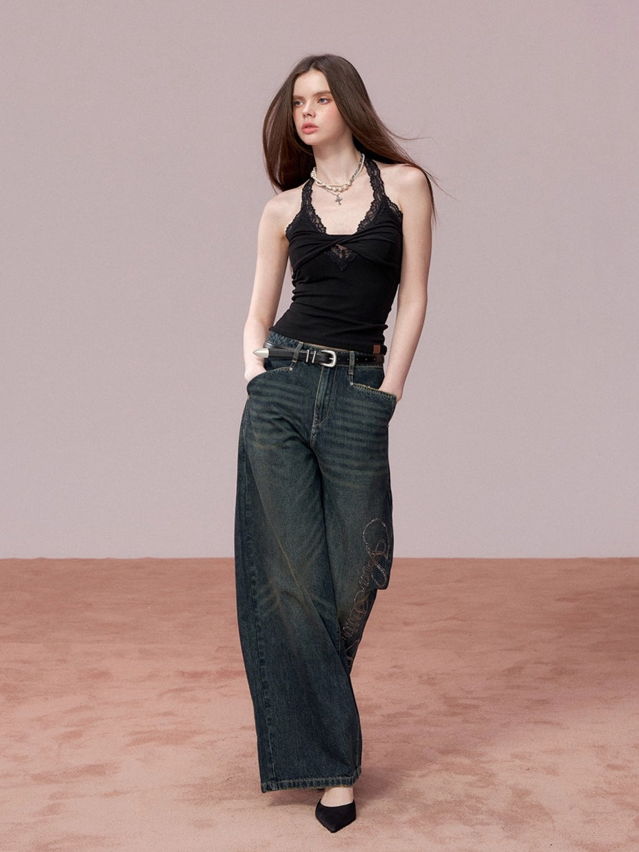 Lace-Panel Halter Layering Camisole