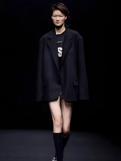 Vintage Washed Fringe-Edge Casual Blazer