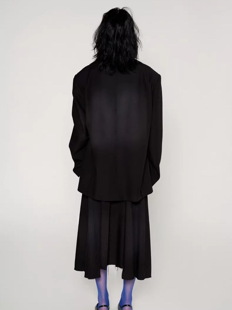 Vintage Washed Fringe-Edge Casual Blazer