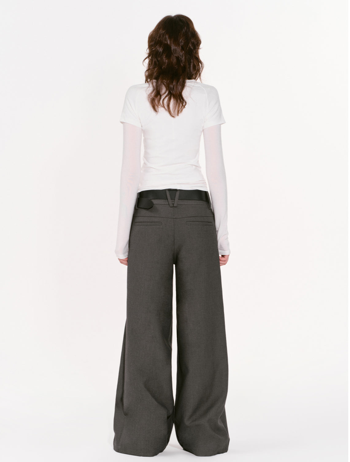 Structured Low-Waist Wide-Leg Pants