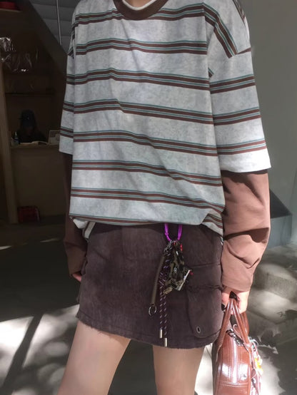 Contrast-Neck Relaxed Patchwork Cotton T-Shirt