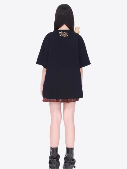 Luminous Heart Graphic Oversized T-Shirt
