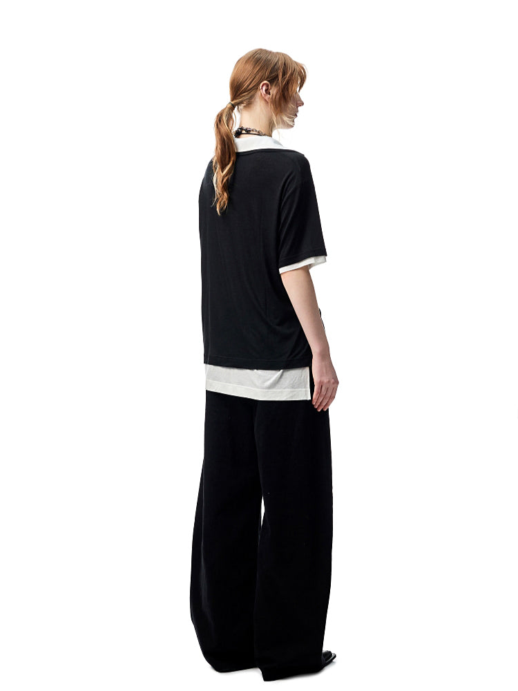 Oversized Fake Two-piece Polo Shirt