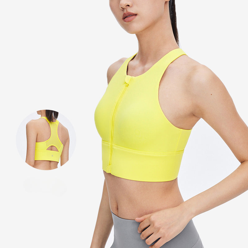 Front-zip Shockproof Sports Bra &amp; Side Support