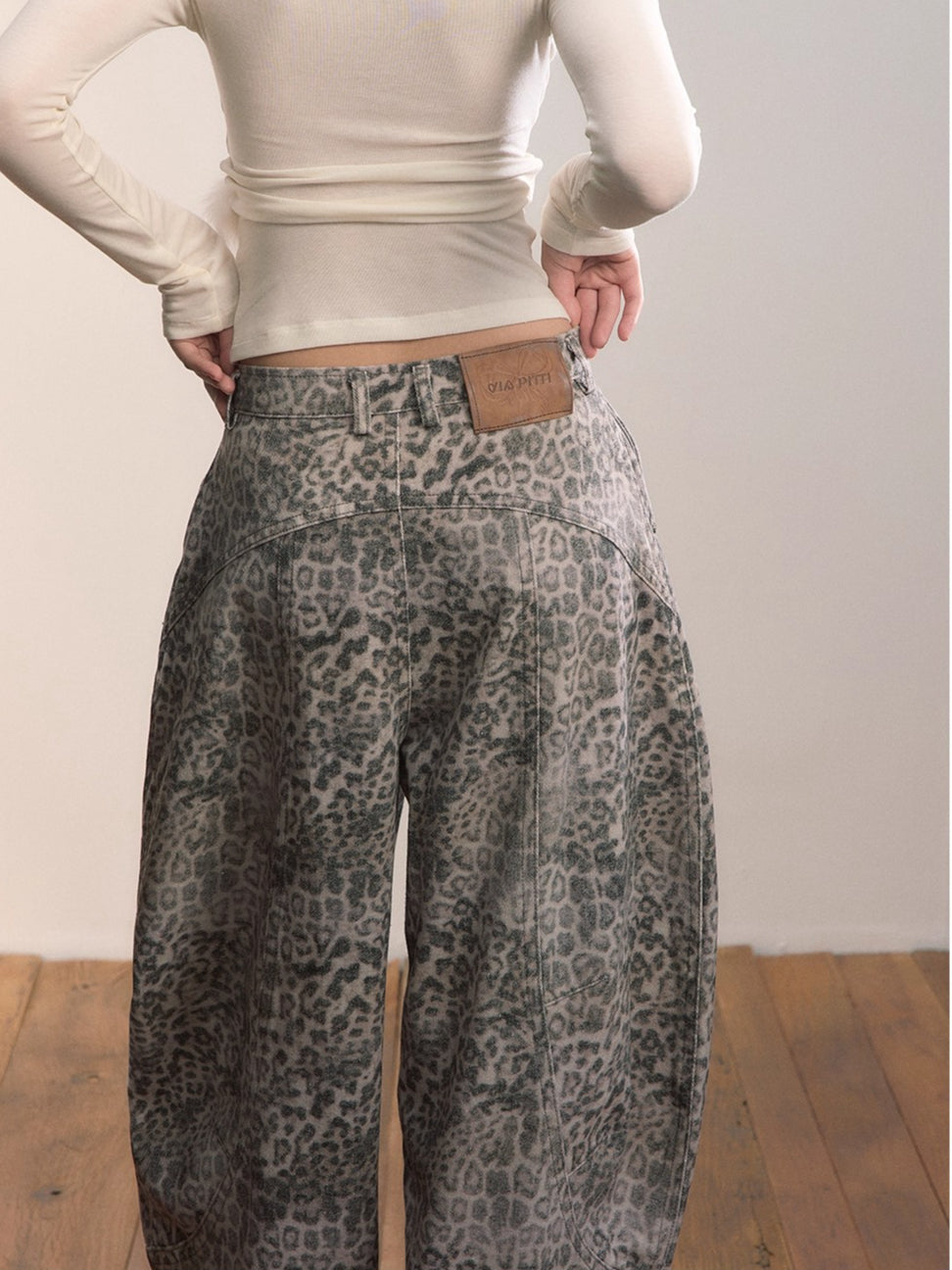 Leopard Print Relaxed Denim Jeans