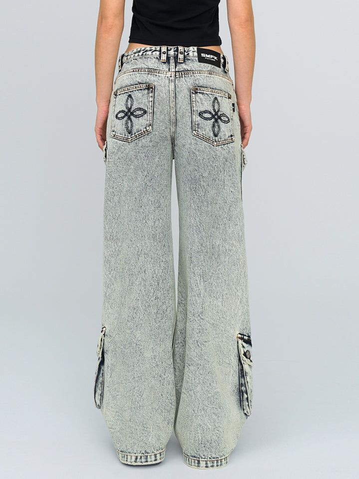 Wild Mustang Multi-pocket Denim Pants