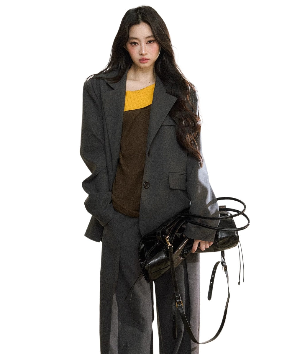 Charcoal Tailored Oversized Blazer