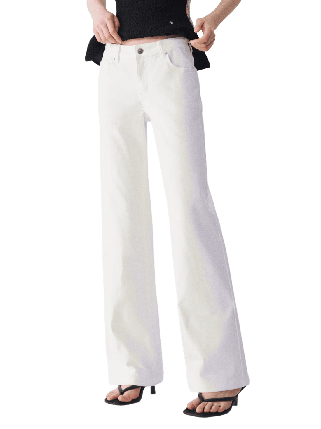 Cloud Stretch Straight-Leg White Denim Jeans