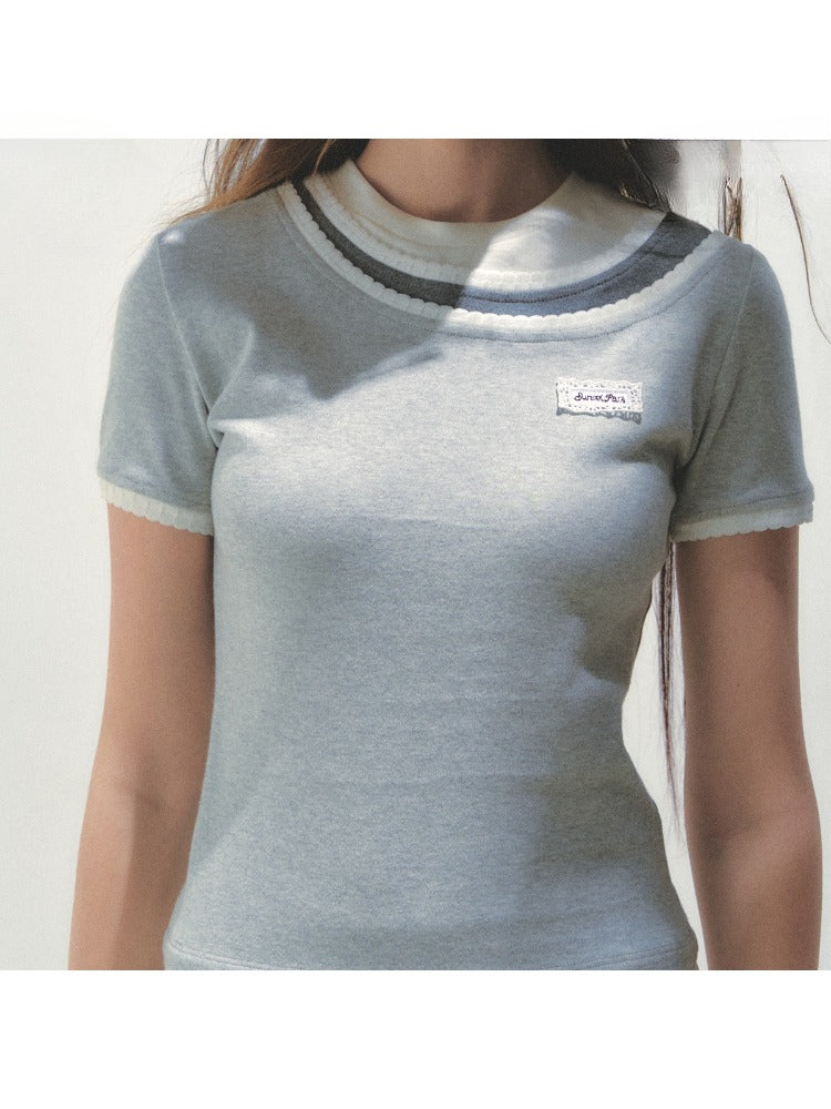 Fake Three-Piece Short-Sleeve T-Shirt &amp; Shorts Set