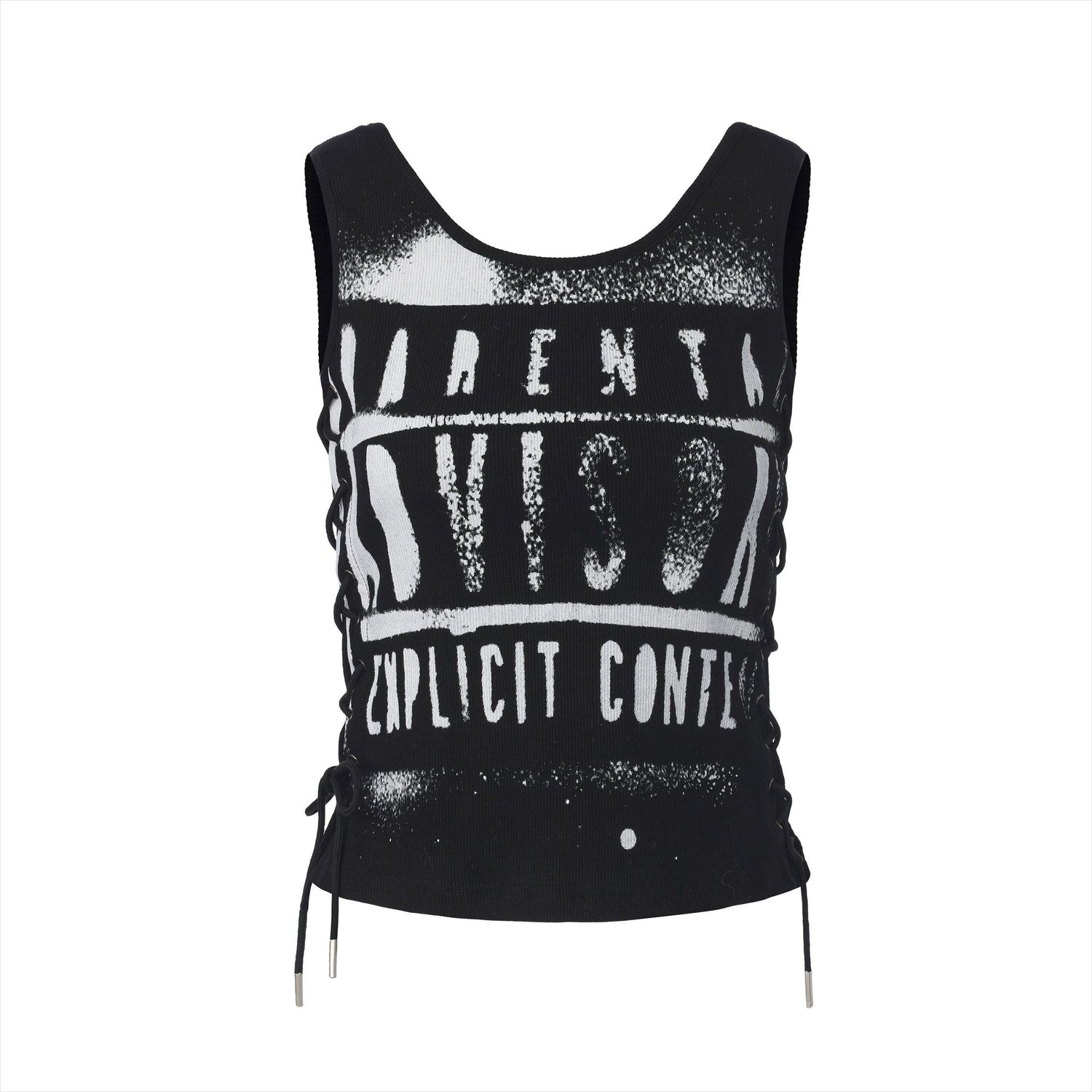 Drawstring Punk Printed Tank Top