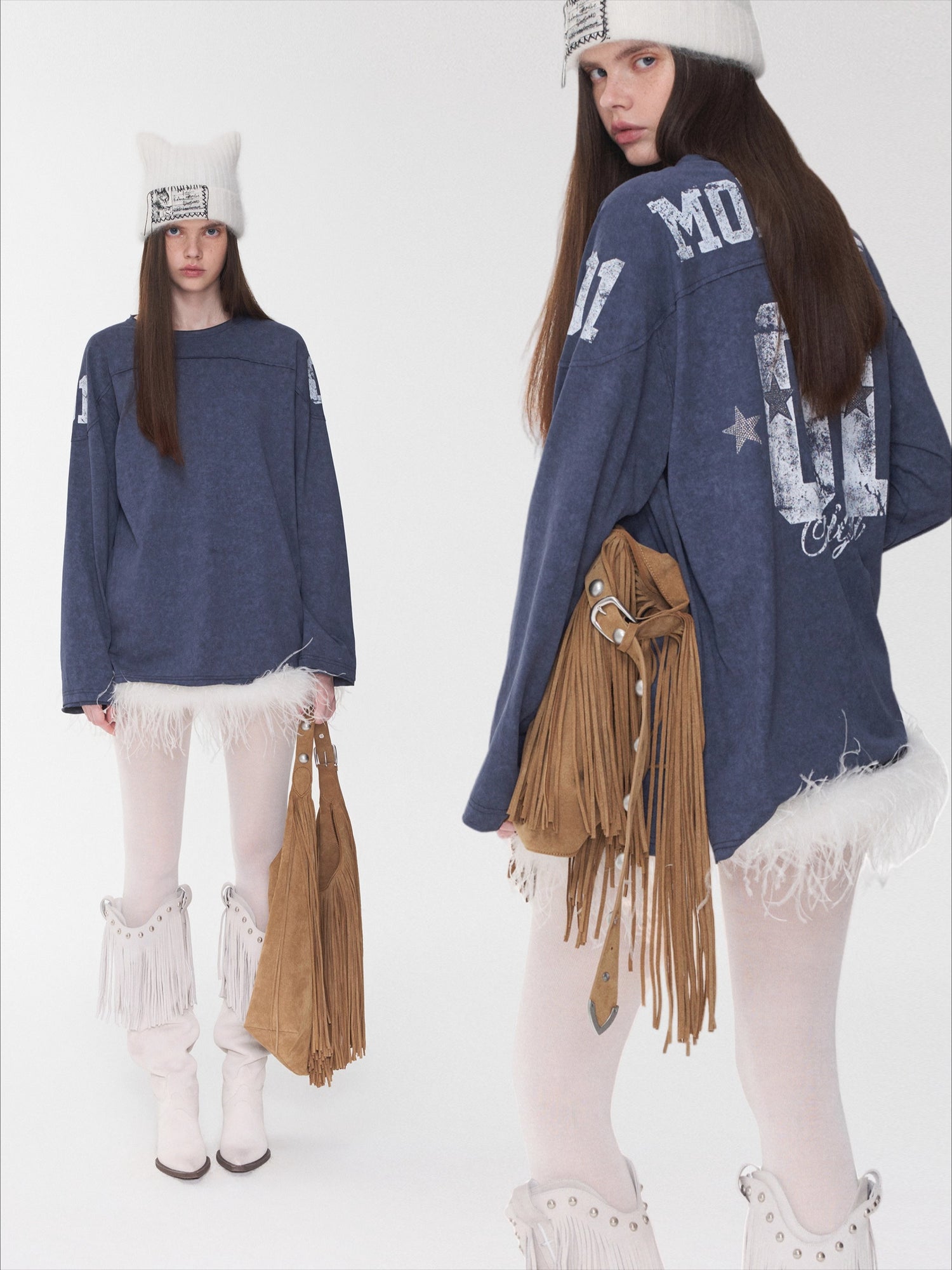 Crystal-Studded Long-Sleeve Tee