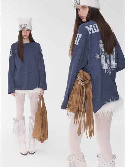 Crystal-Studded Long-Sleeve Tee