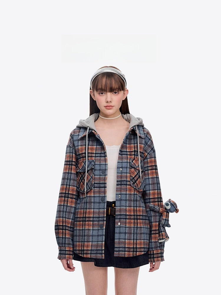 Plaid Hooded Retro Overshirt Jacket