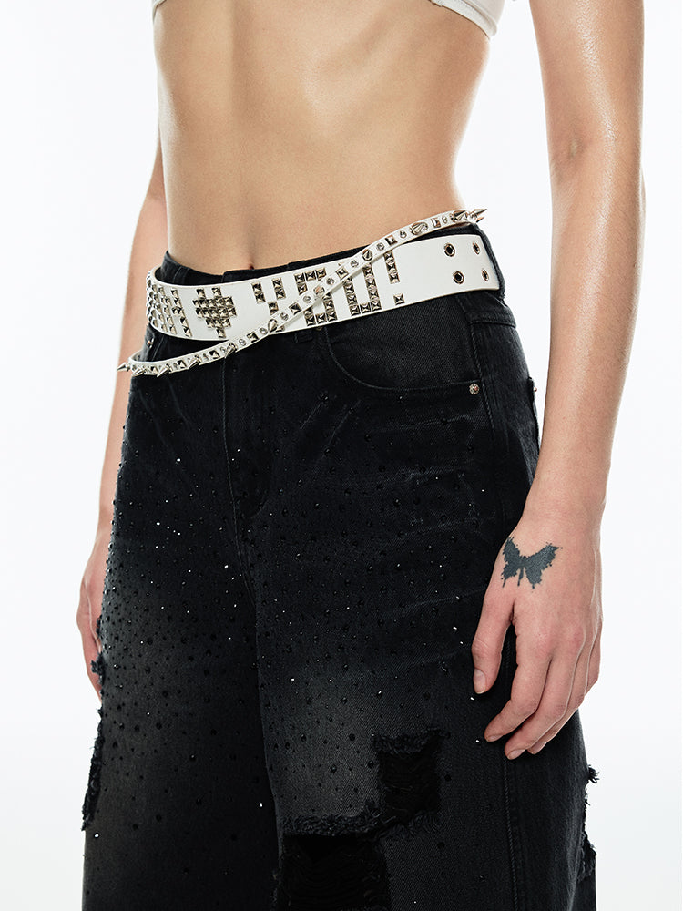 Punk Style Studded Leather Belt