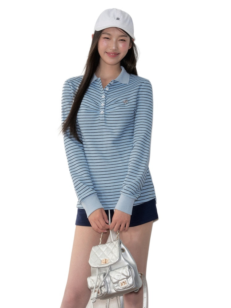 Striped Polo Long-Sleeve T-shirt - CHINASQUAD