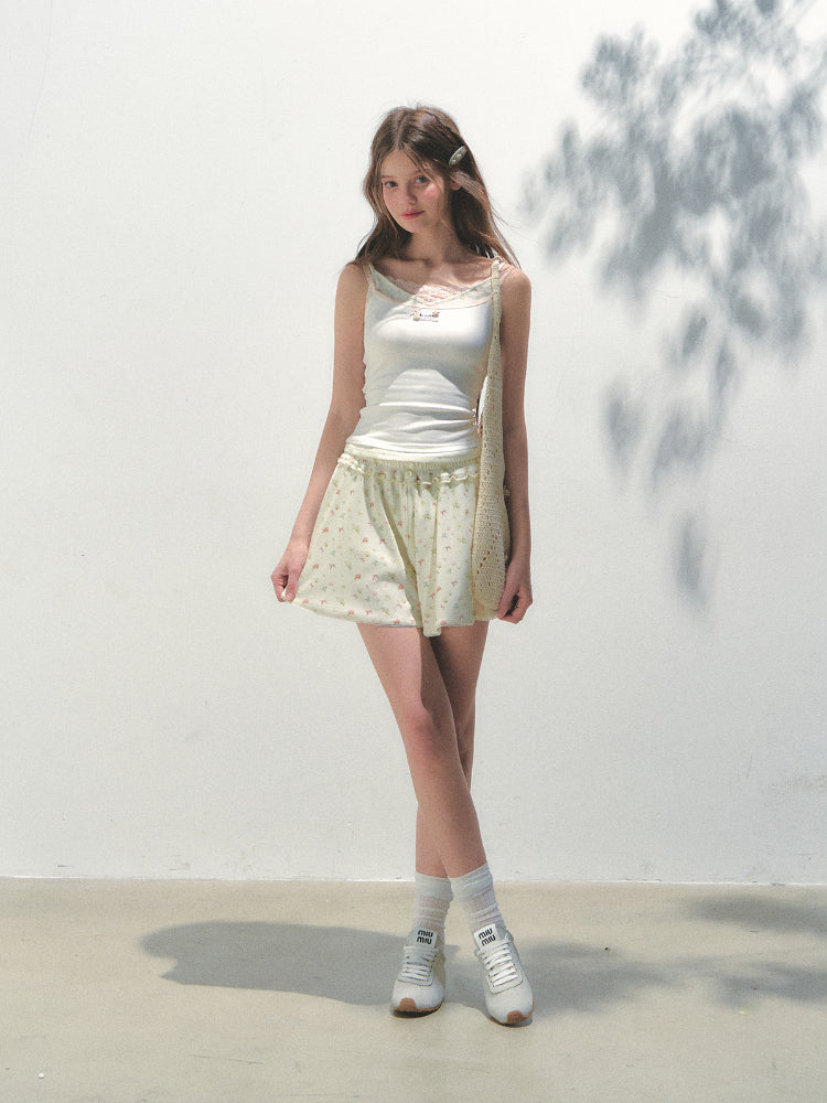 Fake Three-piece Lace Shell Logo Camisole T-shirt - CHINASQUAD