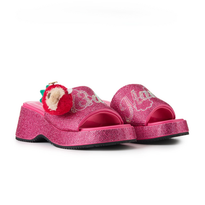 Crystal-Embellished Platform Slippers