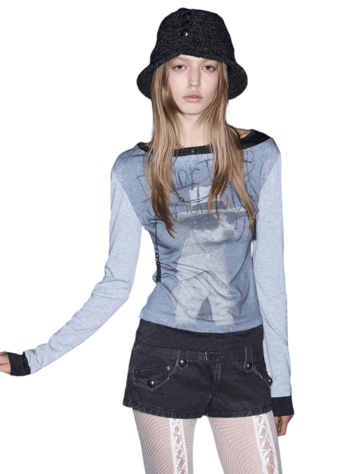 Layered-Effect Graphic Long-Sleeve T-Shirt