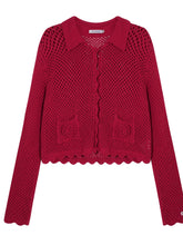 Hollow-out 3D Flower Crochet Lapel Cardigan - CHINASQUAD