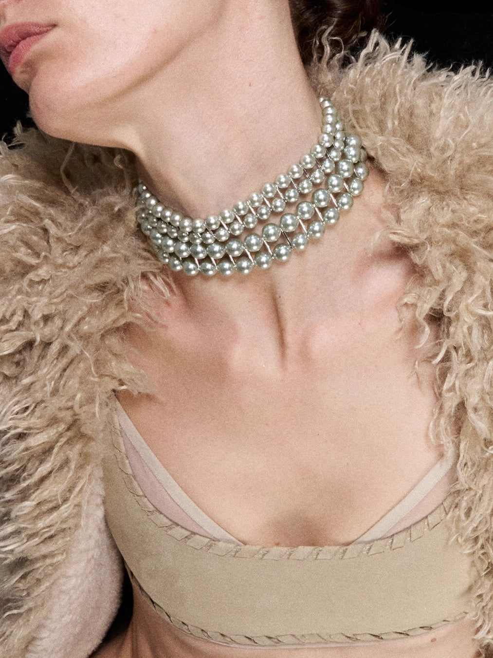 Silver-Tone Layered Vintage Pearl Choker