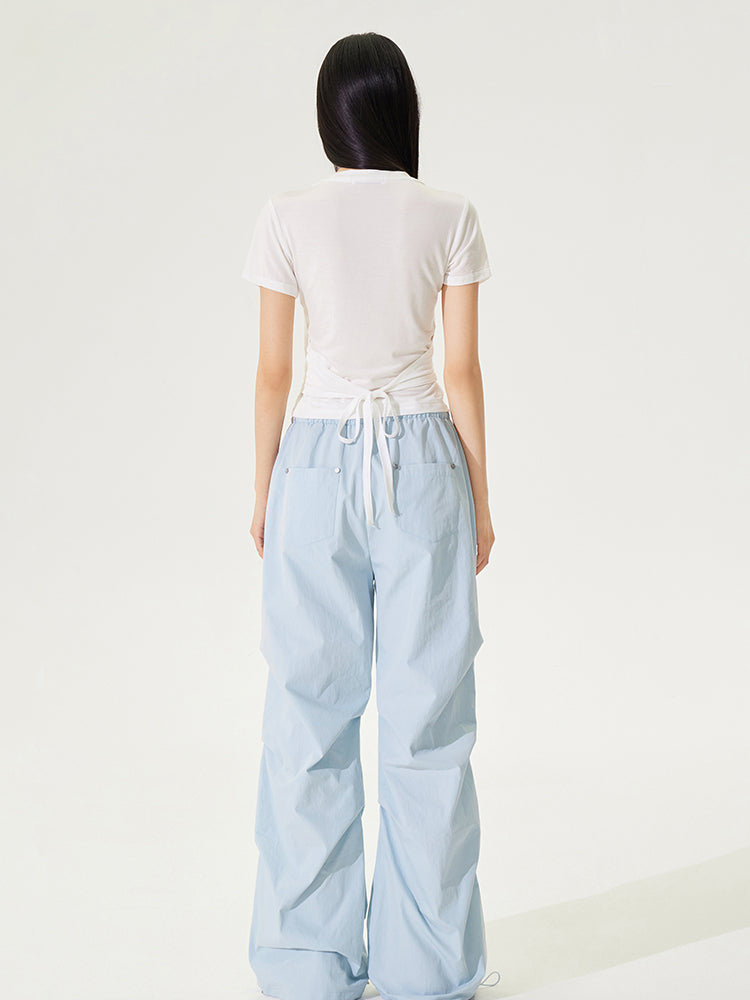 Fake Two-piece Cool Tie-front Regular Shoulder T-shirt - CHINASQUAD