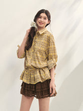 Ruffled Hem Waist-Cinching Checked Shirt - CHINASQUAD
