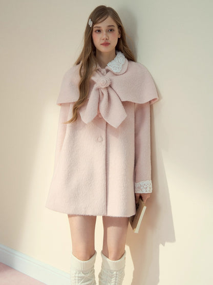 Rose Cape Wool-Blend Coat