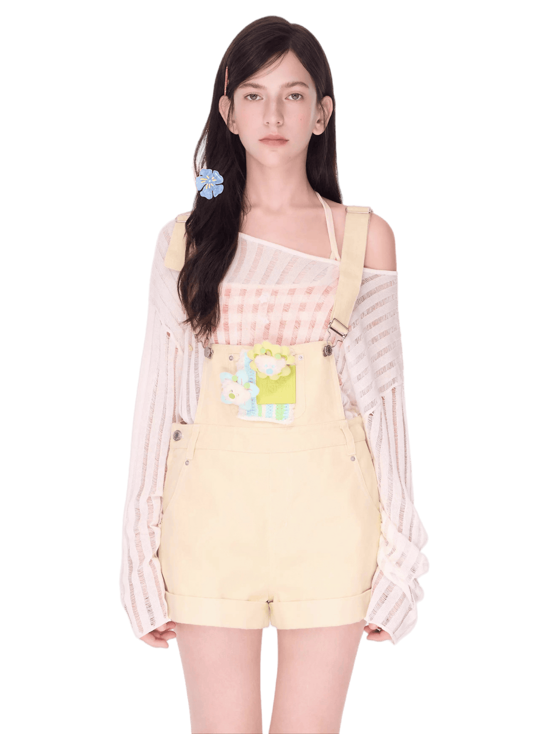 Floral Doll Denim Overall Jumpsuit