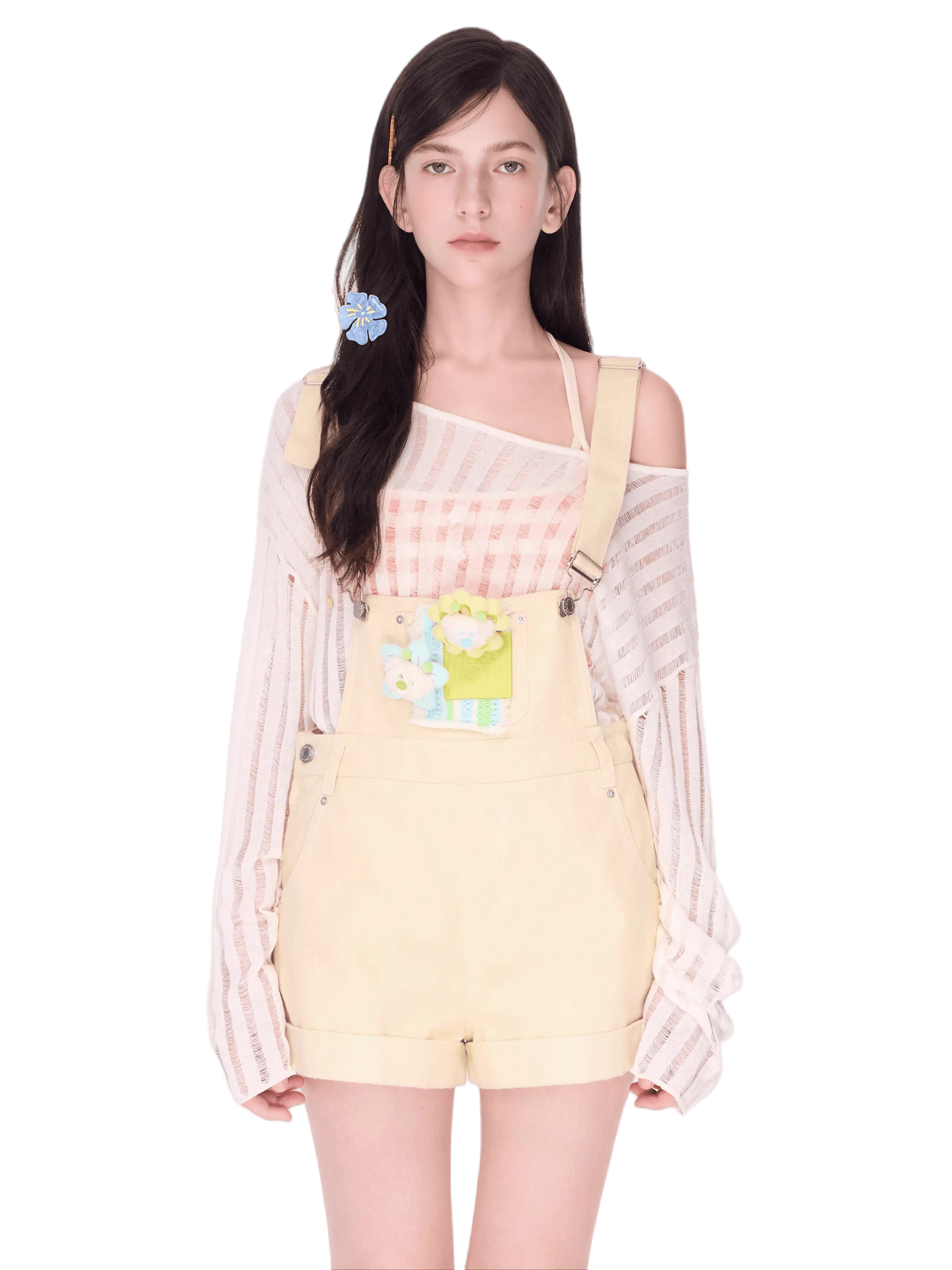 碎花娃娃牛仔背带裤