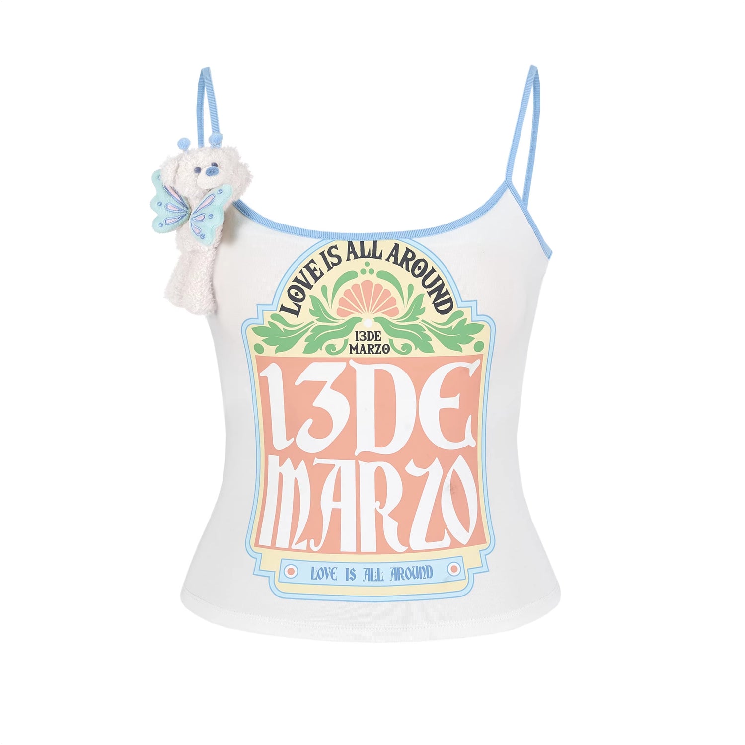 Butterfly Bear Print Cropped Camisole
