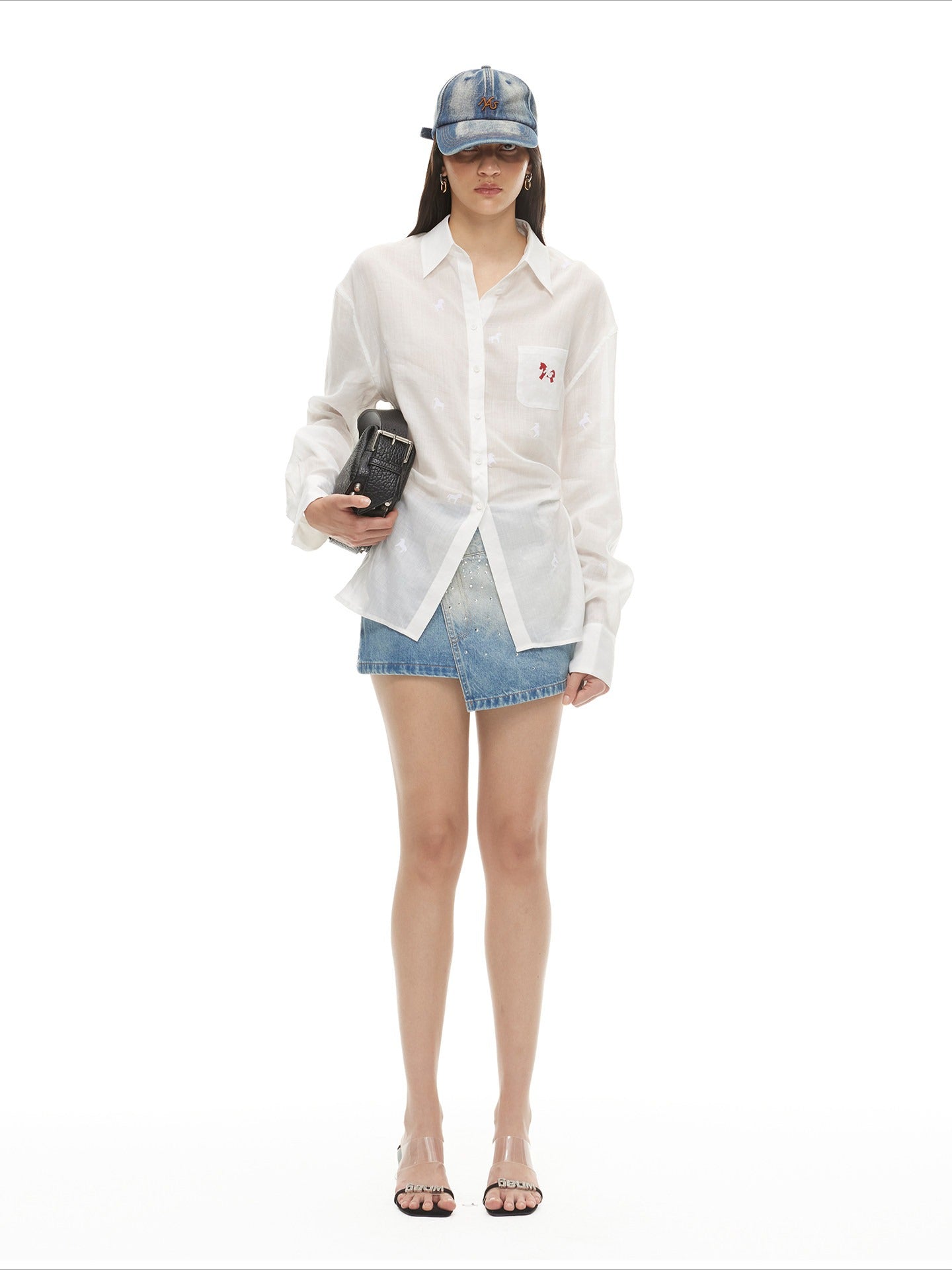 Twisted Pony Print Tie-Front Lyocell Ramie Shirt