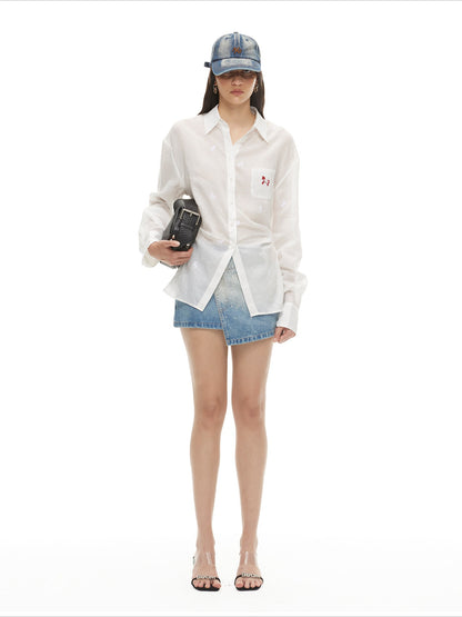 Twisted Pony Print Tie-Front Lyocell Ramie Shirt