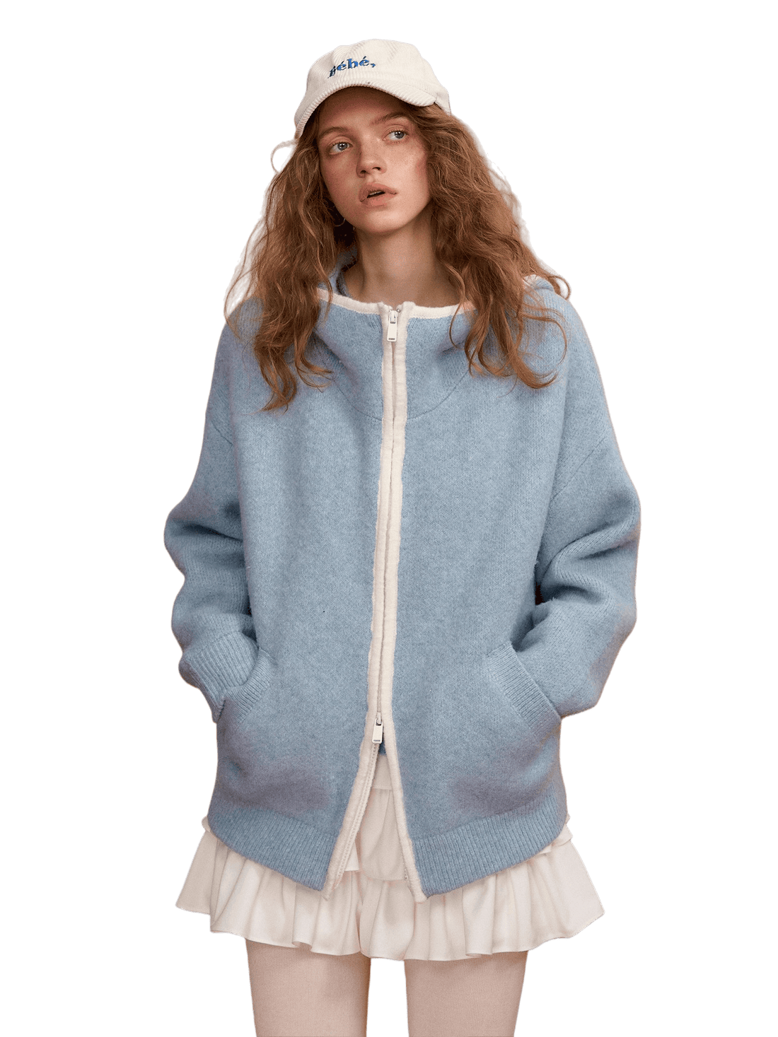 Relaxed Contrast-Trim Hooded Zip Cardigan