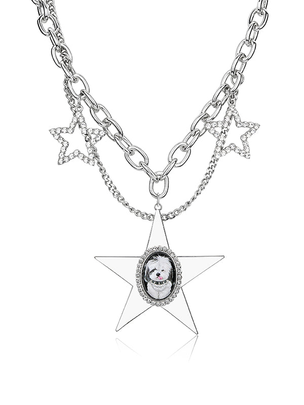 Sweet Punk Dog Star Charm Necklace