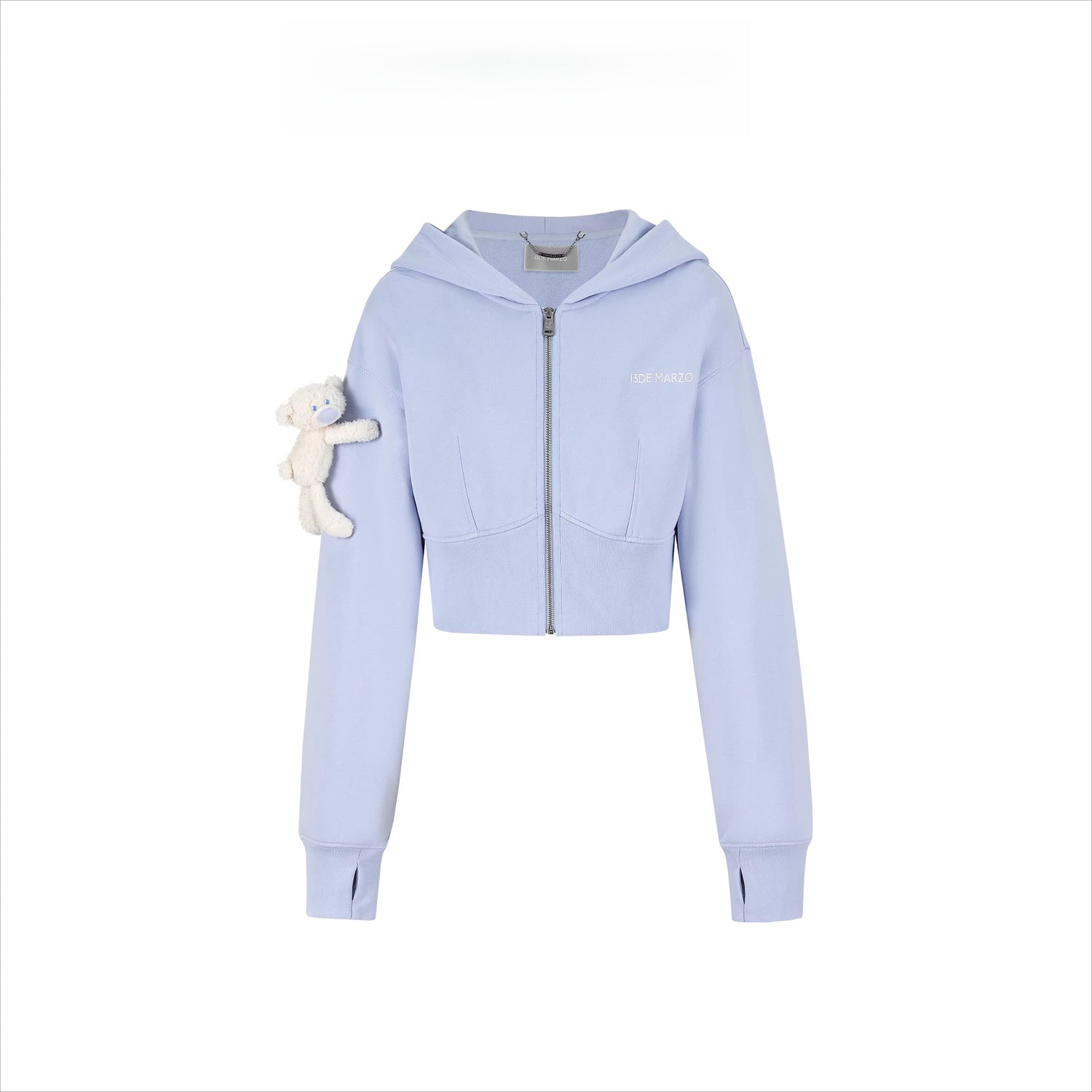 Slim-Fit Cropped Hooded Sweatshirt