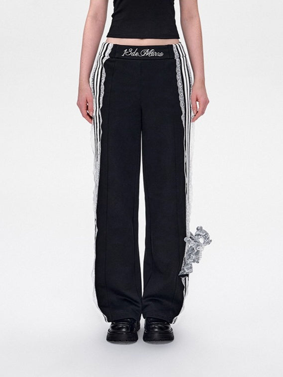 Lace Panel Relaxed Sweatpants Set