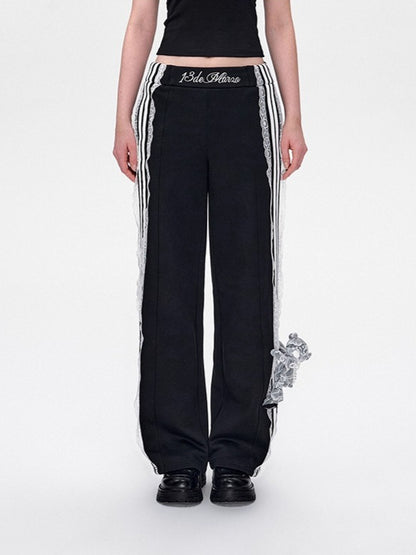 Lace Panel Relaxed Sweatpants Set